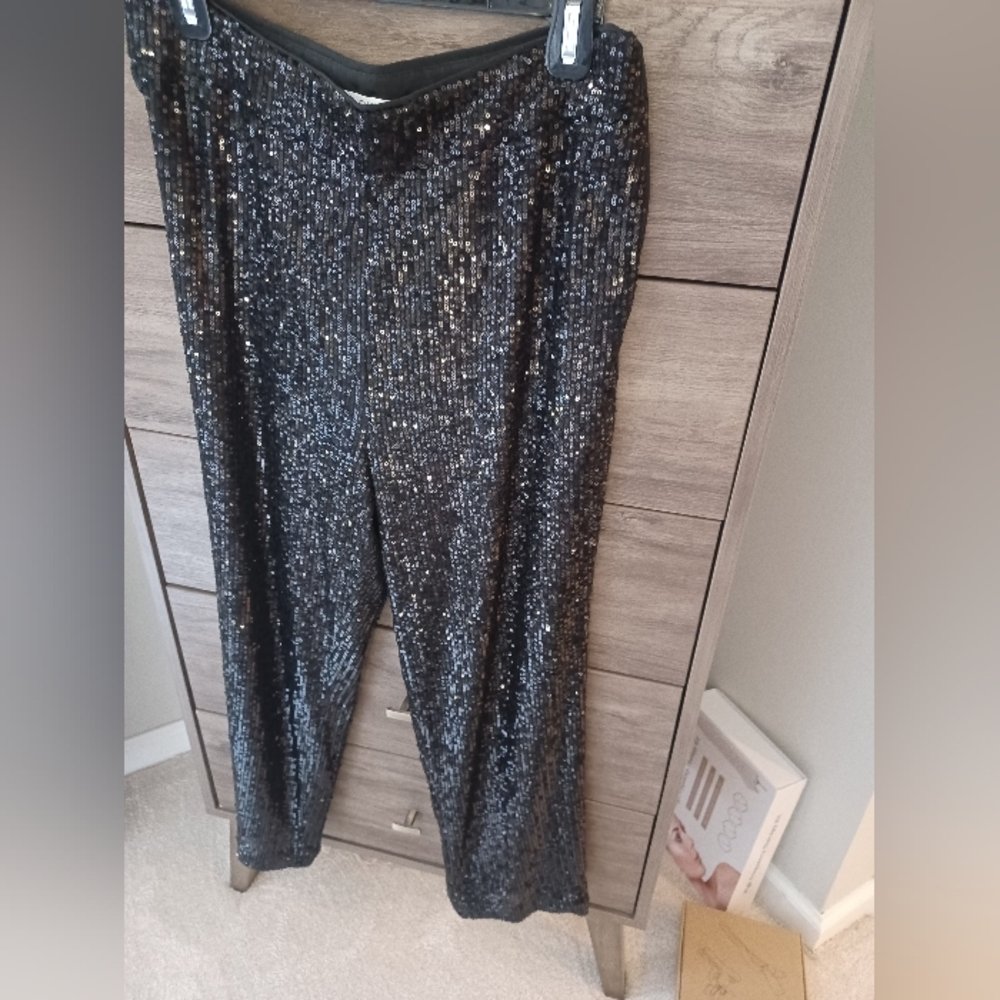 LOFT Shimmering Black Sequin Pants